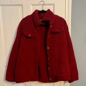 Red / Burgundy Teddy Coat XL